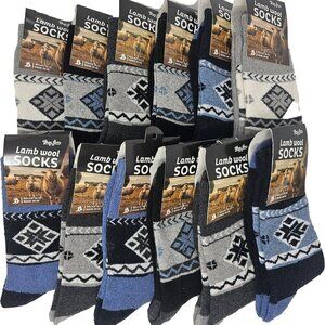12 Pairs Men Wool Socks Size 10-13 Winter Warm Lamb Wool Christmas Socks. Shapes
